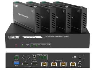 1x4 HDMI (HDBaseT) Splitter over CAT6, 4K/60Hz 4:4:4, HDR, IR Return, RS232, 150m