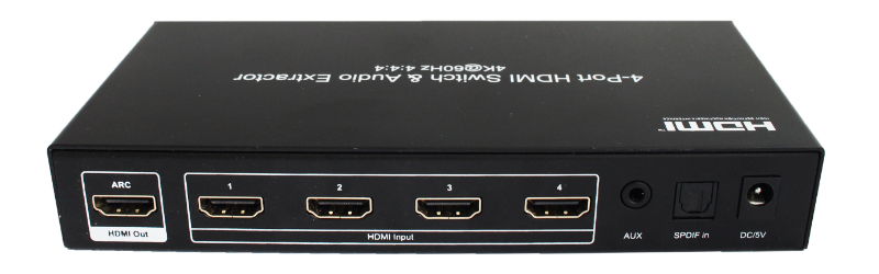 4x1 HDMI Switch, 18Gbps, 4K/60Hz, YUV 4:4:4, HDR, ARC