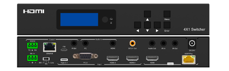 4x1 HDMI Switch, 18Gbps, 4K/60Hz, CAT6 Output