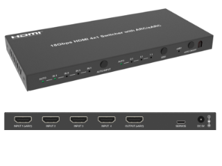 4x1 HDMI Switch, 18G, 4K/60Hz YUV 4:4:4, HDR, HDMI 2.0, HDCP 2.2, ARC/eARC